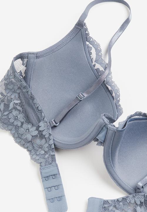 H&M - Padded underwired lace bra - blue