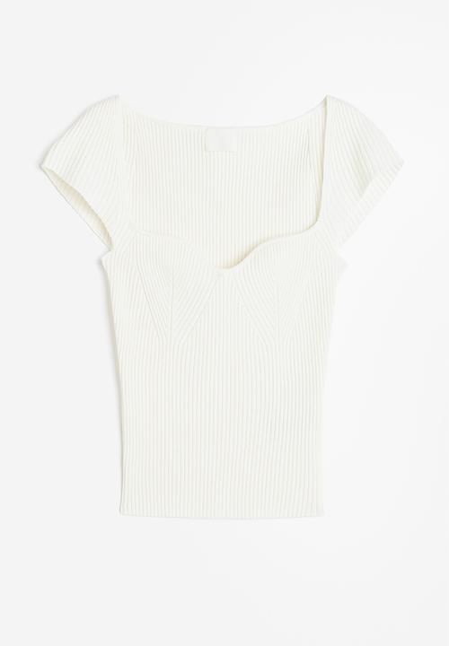 H&M - Rib-knit top - white