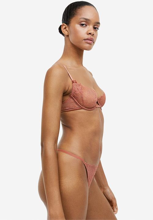 H&M - Non-padded underwired lace bra - pink