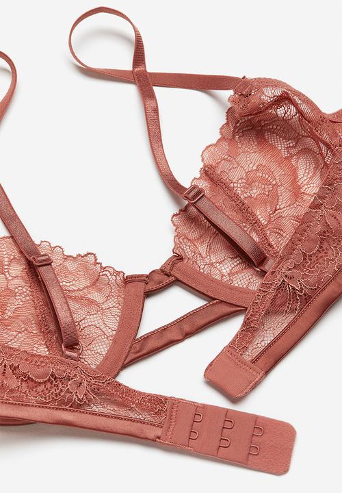 H&M - Non-padded underwired lace bra - pink