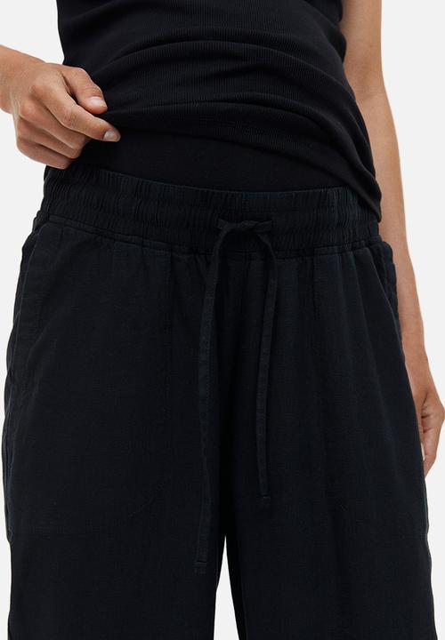 H&M - Mama linen-blend trousers - black