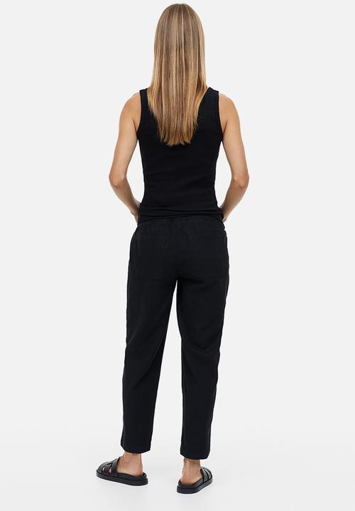 H&M - Mama linen-blend trousers - black