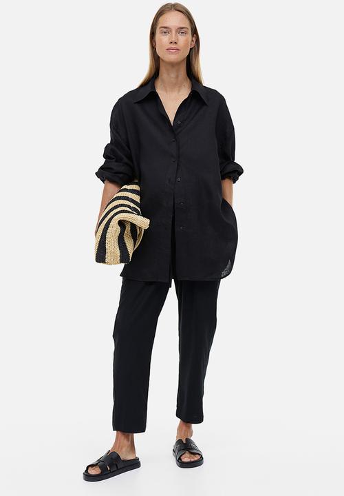 H&M - Mama linen-blend trousers - black