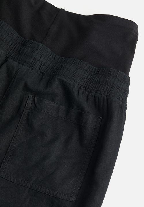 H&M - Mama linen-blend trousers - black