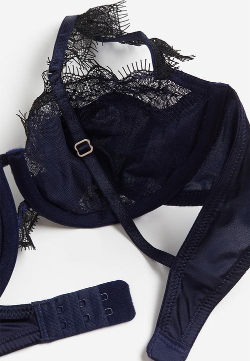 H&M - Non-padded lace balconette bra - blue