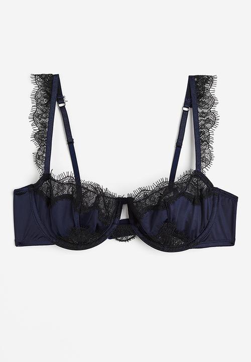 H&M - Non-padded lace balconette bra - blue