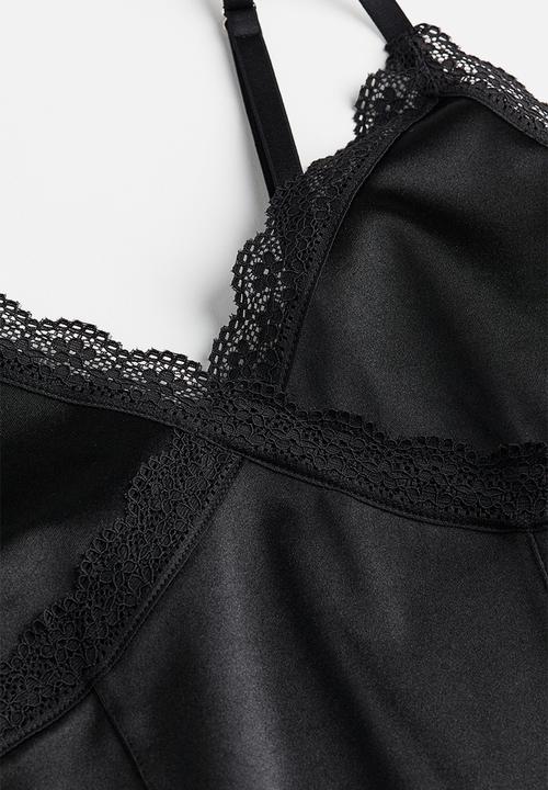 H&M - Lace-trimmed strappy top - black
