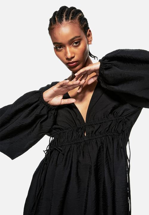 H&M - Oversized tie-detail dress - black