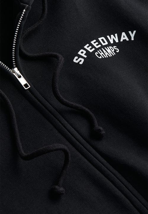 H&M - Oversized printed zip-through hoodie - black