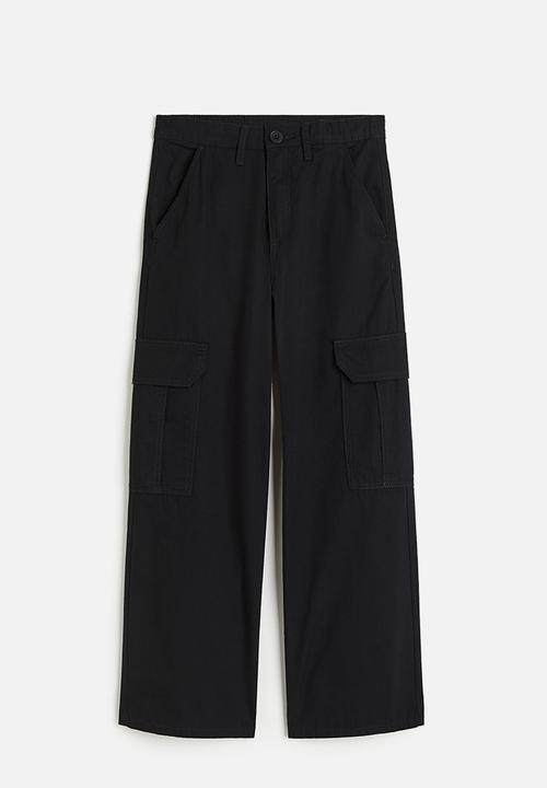 H&M - Wide cargo trousers - black
