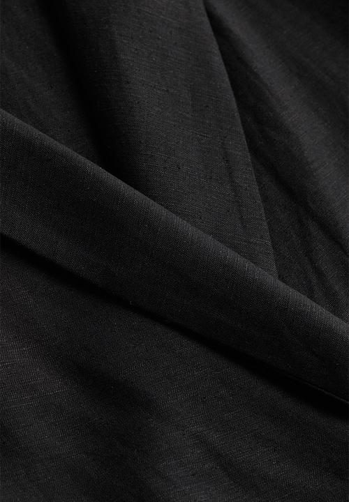 H&M - Linen-blend wrap dress - black