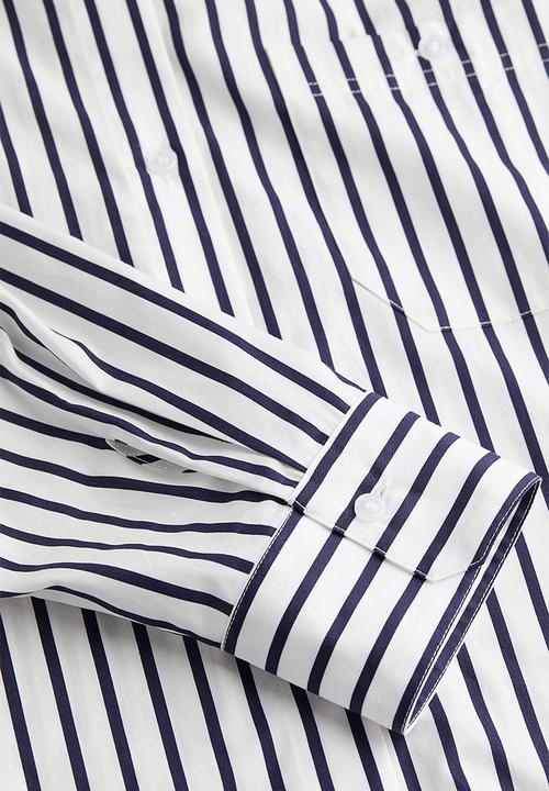 H&M - Oversized poplin shirt - black & white 