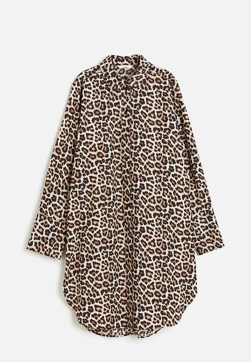 H&M - Lyocell-blend shirt dress - beige,multi