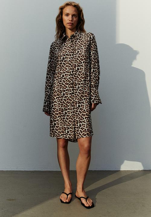 H&M - Lyocell-blend shirt dress - beige,multi