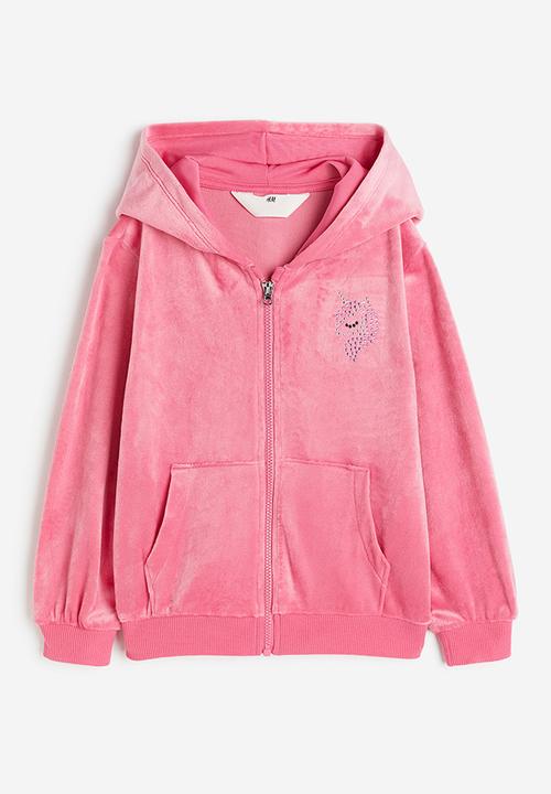 H&M - Velour zip-through hoodie - pink