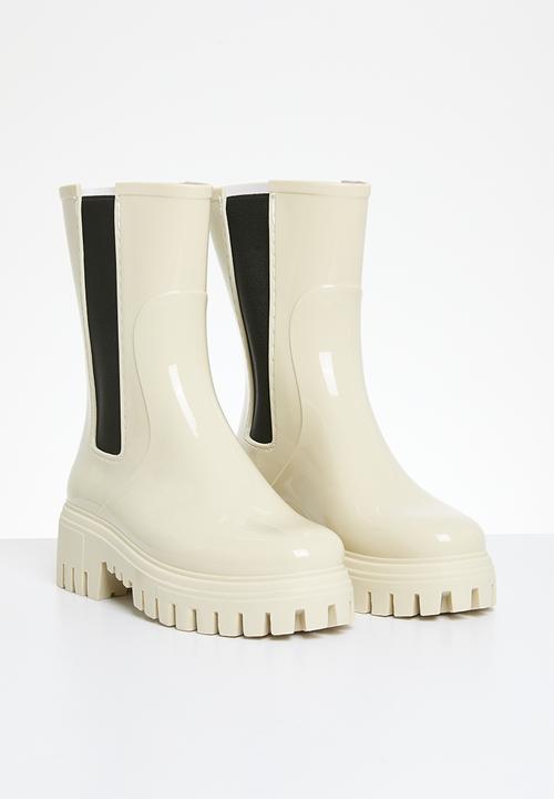 Pop Candy - Mid calf chelsea boot - off white