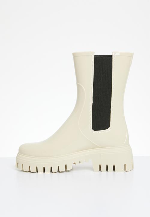 Pop Candy - Mid calf chelsea boot - off white
