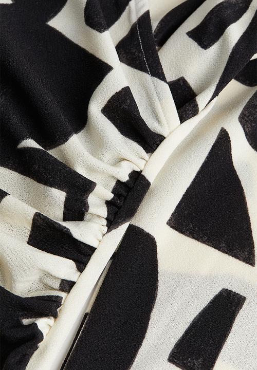 H&M - Wrap shirt dress - cream/black patterned