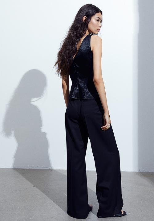 H&M - Ruched satin top - black