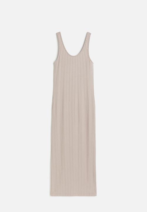 H&M - Ribbed bodycon dress - beige