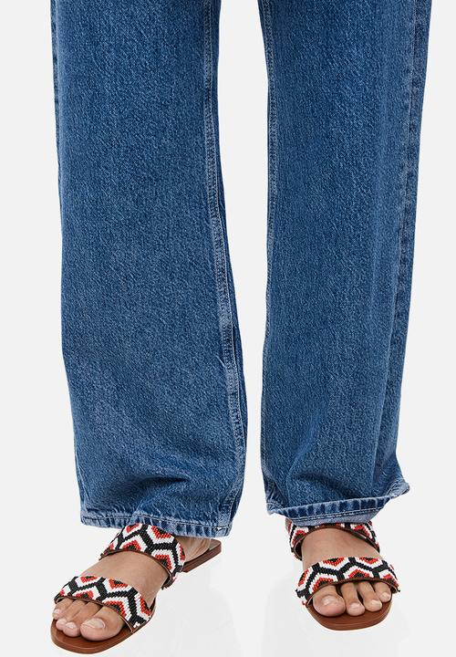 H&M - Beaded slides - Red Patterned