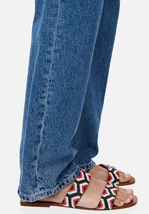 H&M - Beaded slides - Red Patterned