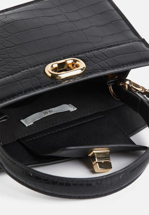 H&M - Small shoulder bag - Black Crocodile-patterned