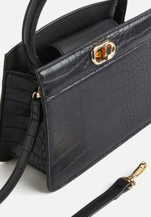 H&M - Small shoulder bag - Black Crocodile-patterned