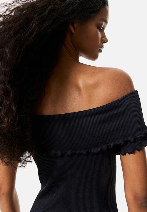 H&M - Ribbed off-the-shoulder dress - black