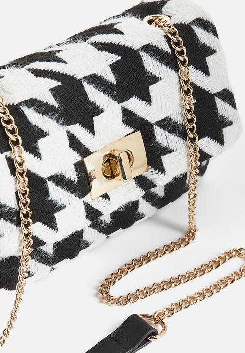 H&M - Small shoulder bag - Black Dogtooth-patterned