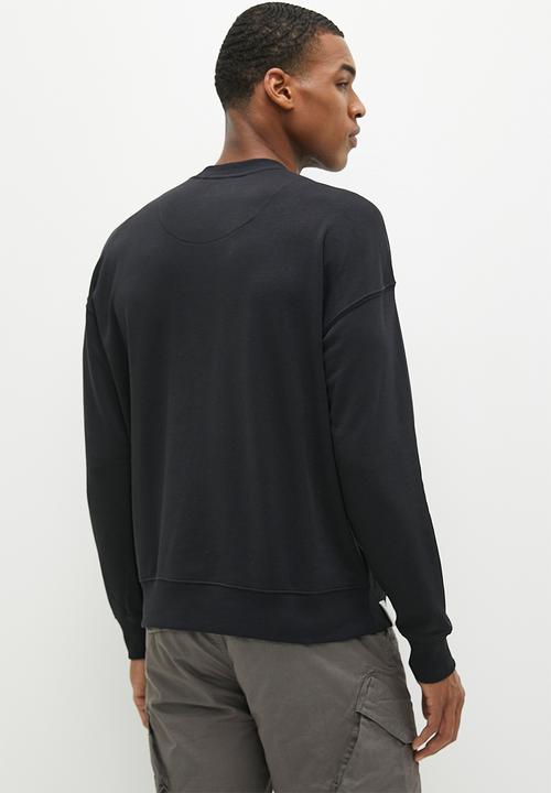 urban° - Mens urban unbrushed fleece sweater pull over - jet black