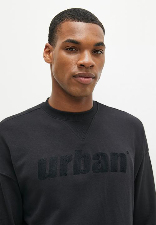 urban° - Mens urban unbrushed fleece sweater pull over - jet black