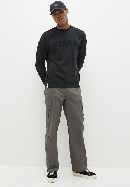 urban° - Mens urban unbrushed fleece sweater pull over - jet black