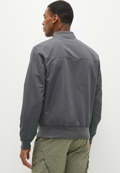 urban° - Mens urban canvas nylon blend jacket bomber - dark shadow