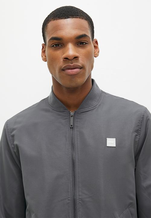 urban° - Mens urban canvas nylon blend jacket bomber - dark shadow