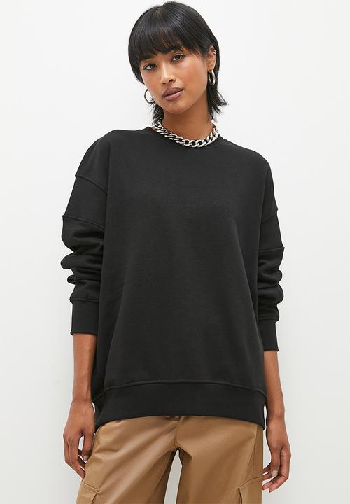 Superbalist - Crew back zip sweat top - black