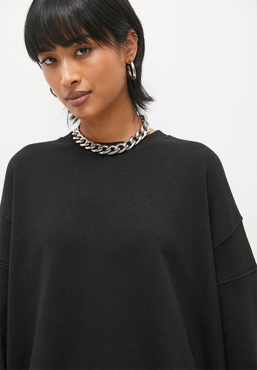 Superbalist - Crew back zip sweat top - black