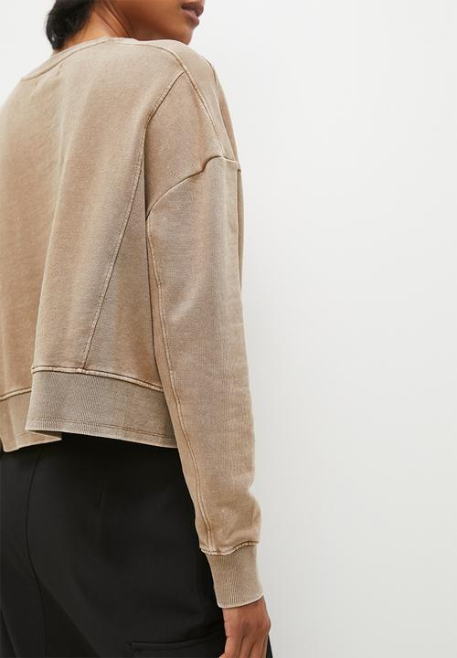 Superbalist - Acid wash styled crew sweat top - neutral 