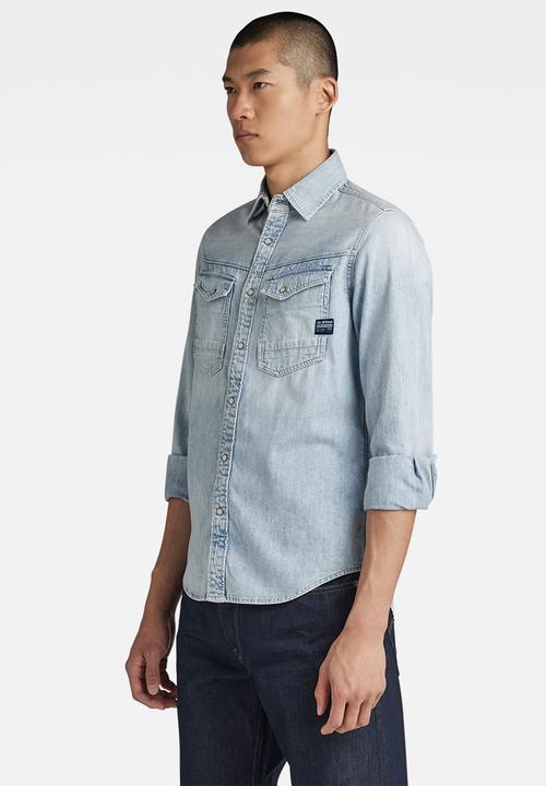 G-STAR - Slim Denim shirt Asinart 8oz denim  - sun faded blue mist