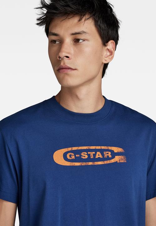 G-STAR - Distressed old school logo r t Compact jersey o  - imperial blue