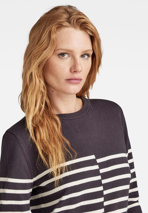 G-STAR - Broken Stripe Knitted Dress Wmn - Grey Asphalt