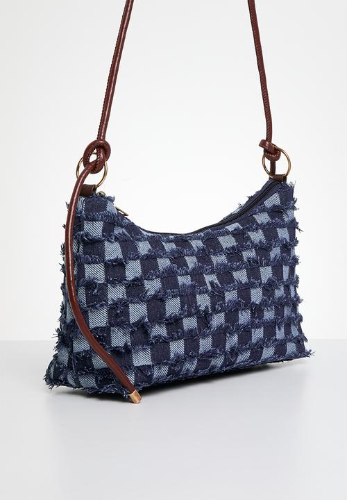 Superbalist - Denim patchwork shoulder bag - black