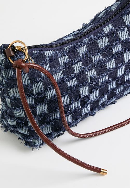 Superbalist - Denim patchwork shoulder bag - black