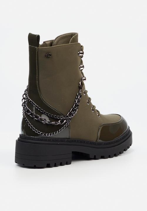 Miss Black - Cure 1 military boot - olive
