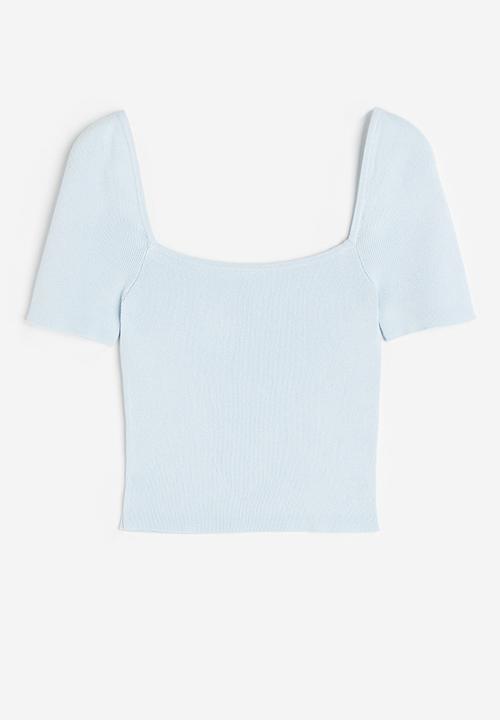 H&M - Fine-knit top - light blue 