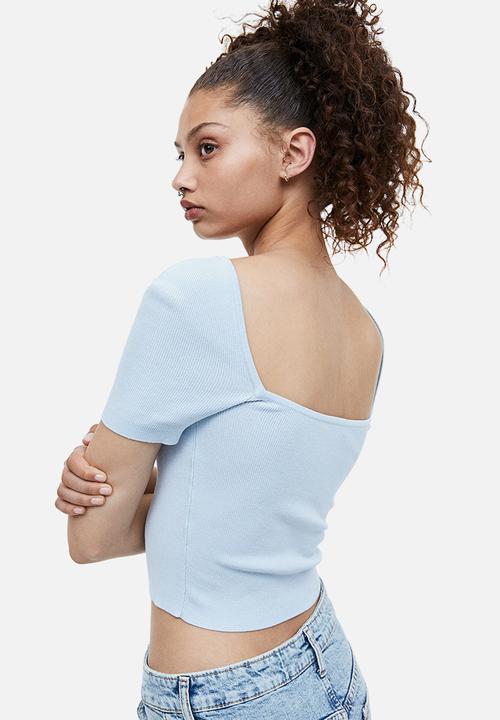H&M - Fine-knit top - light blue 
