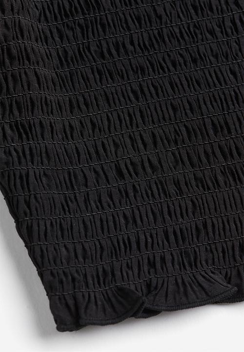 H&M - Smocked off-the-shoulder top - black