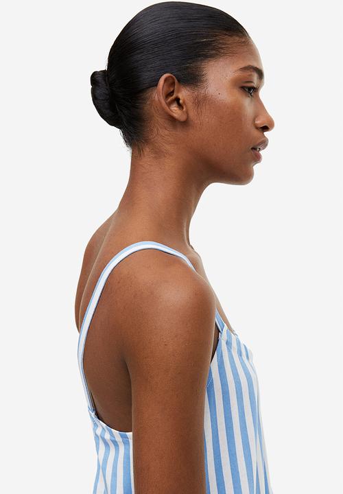 H&M - Oversized jersey dress - white blue striped