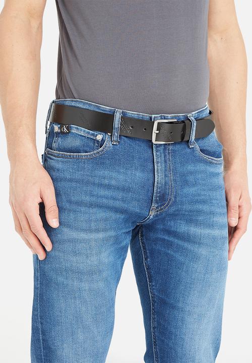 Calvin Klein - Fl cl ro lthr aop belt 35mm - black
