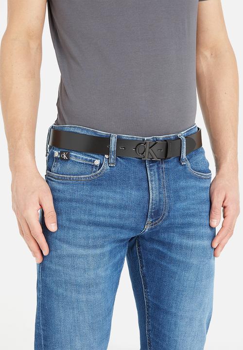 Calvin Klein - Round mono pl lthr sm belt 35mm - Black